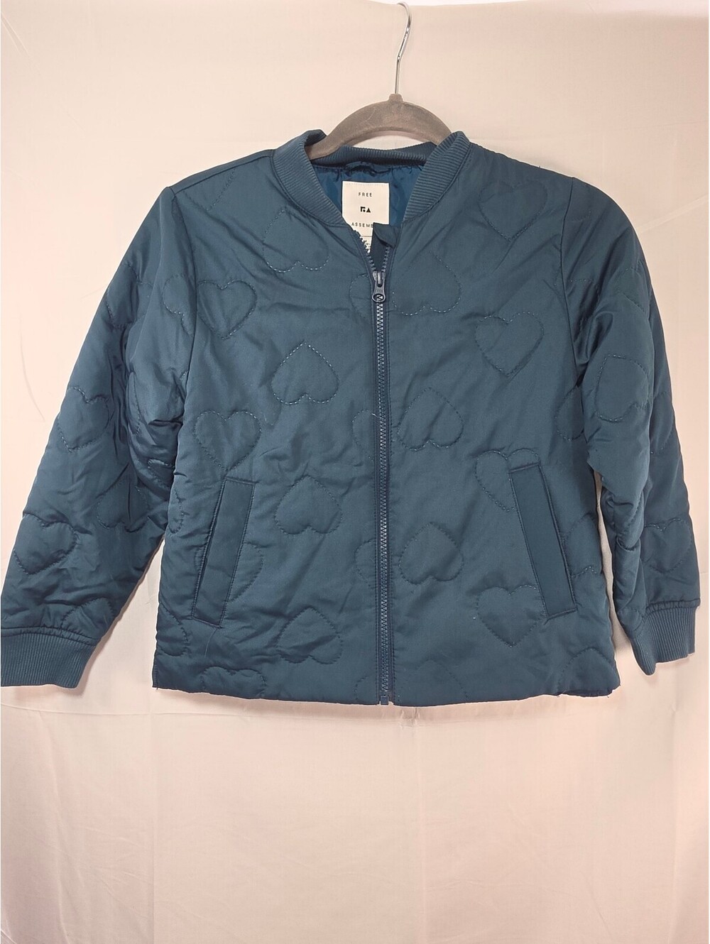 Free Assembly Quilted Bomber Jacket in Blue, Size M (7/8)